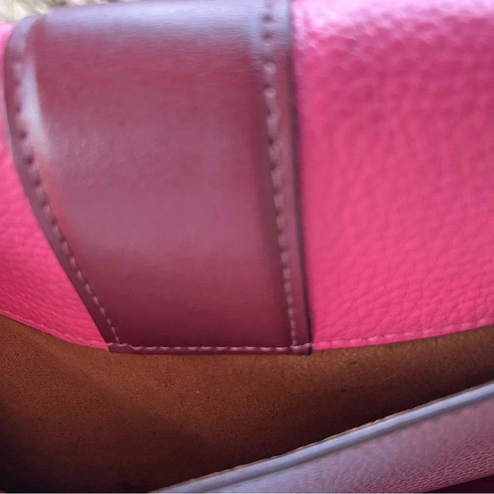Coach Georgie Color-Block Chalk/Confetti Pink Pebbled Leather Crossbody Bag